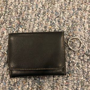 Small black leather wallet coin purse